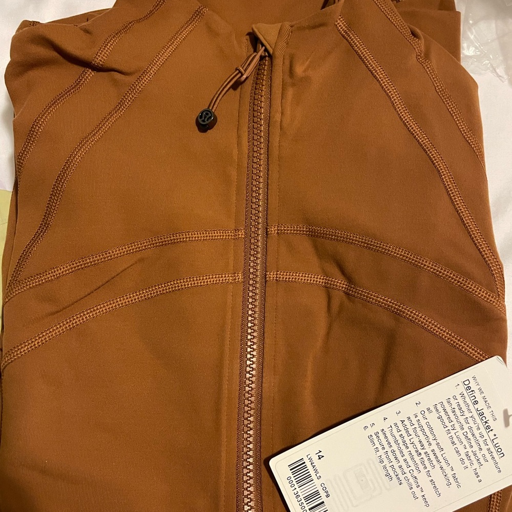 Lululemon copper brown define luon jacket size 14 nwt